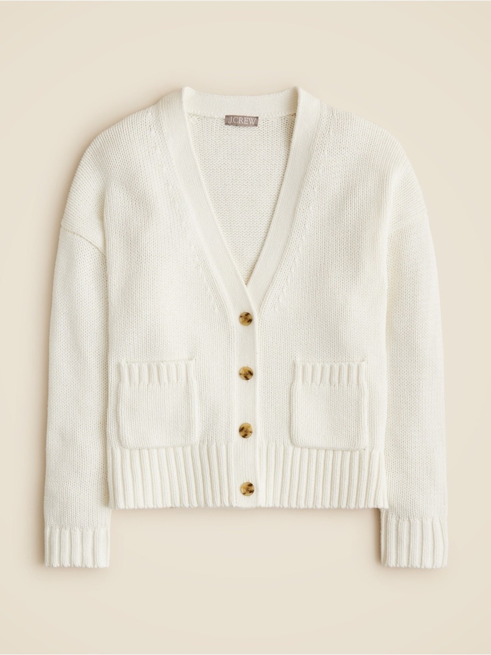 J. Crew Cream V-Neck Button Pocket Cardigan